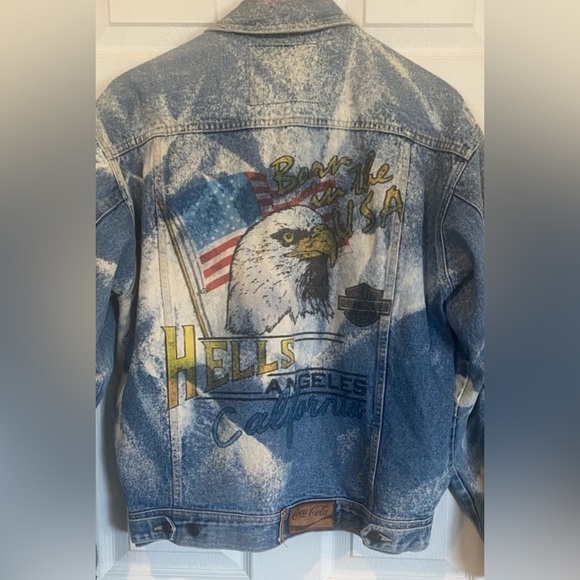 THE LAUNDRY ROOM BORN IN THE USA / HELLS ANGELS / HARLEY DAVIDSON DENIM JACKET - Picture 5 of 15